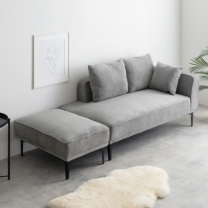 g118047]【2点セット】Siena オットマン付き2人掛けカウチソファ 2人