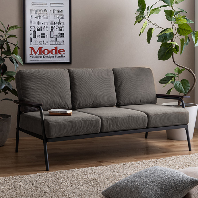 g131002]【幅165cm】Basquiat 3人掛けコーデュロイソファ 3人掛け