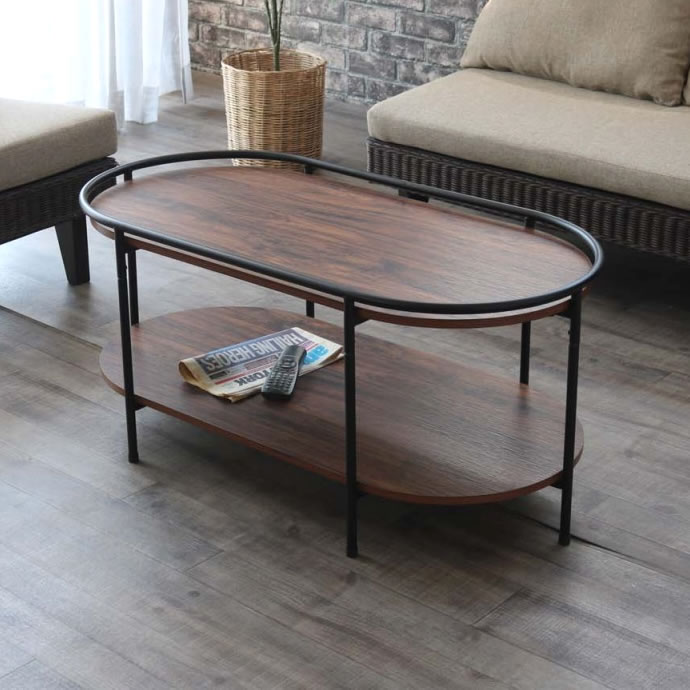 [g139010]Industry 楕円形センターテーブル 木製テーブル | 家具 