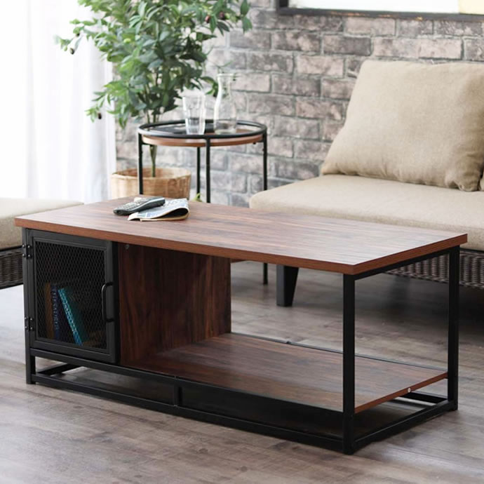 木製テーブル マルチな使い方ができるローテーブル兼テレビボード/色・タイプ:ブラック Industry ローテーブル兼テレビボード インダストリー