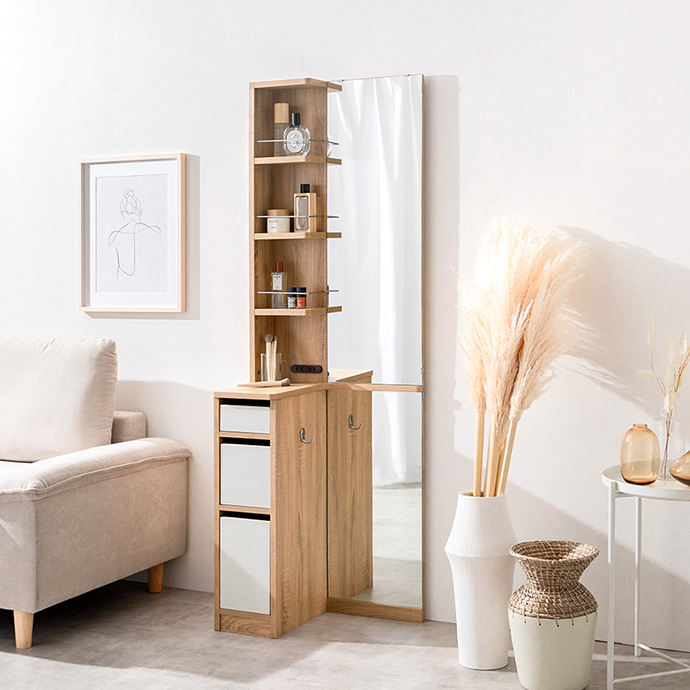 g153021]Elena 収納付姿見ドレッサー ドレッサー | 家具・インテリア