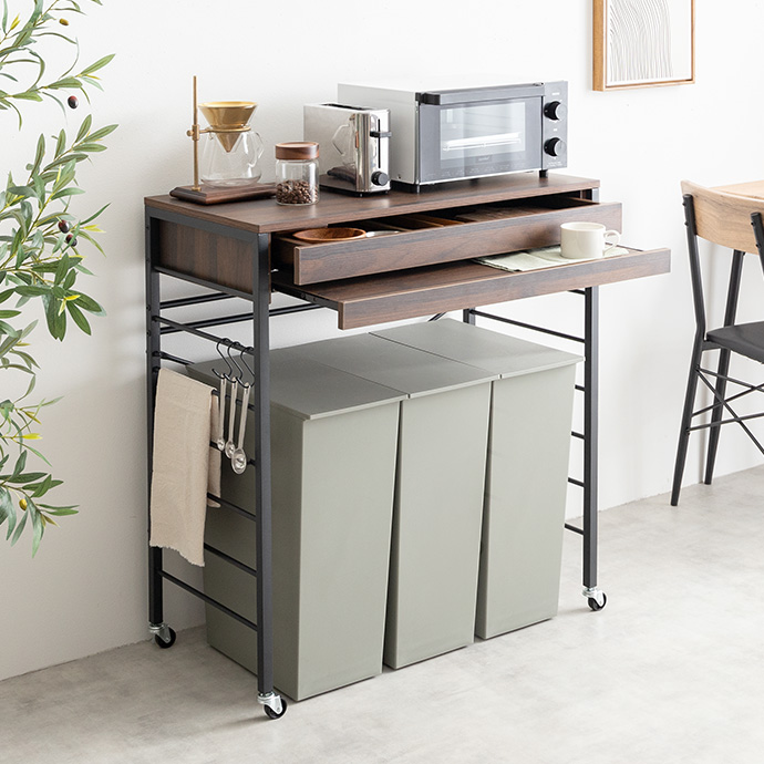 g159041]【幅80cm】Cammy ゴミ箱上レンジラック ロータイプ レンジ台