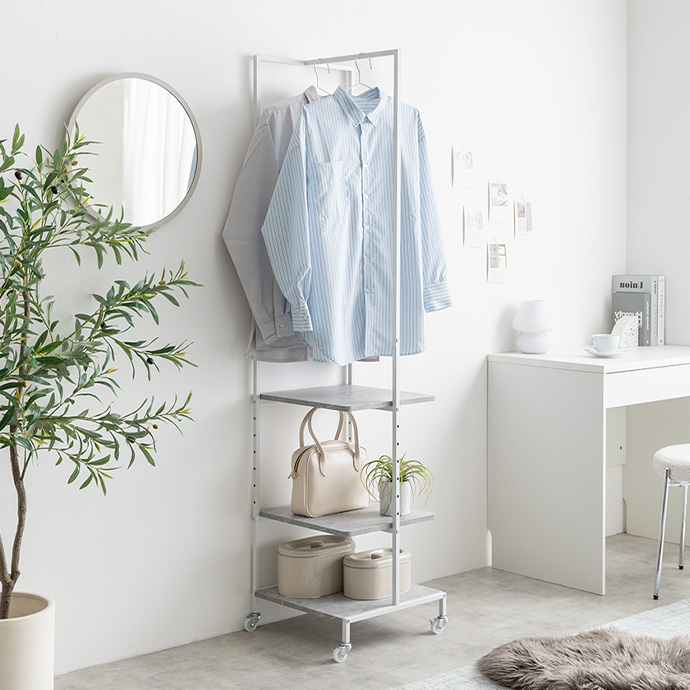 g159055]【幅40cm】Tito 棚付きスリムハンガーラック コートハンガー