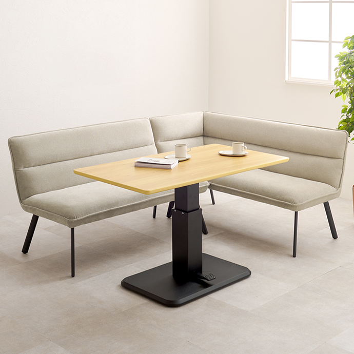 g78721]【3点セット】Royce+Wajir 昇降式ダイニングテーブル+ソファ2台