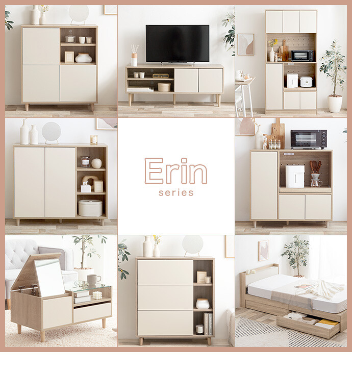 送料無料　北欧モダン風　Erin　バイカラースクエアキャビネットNA-WH