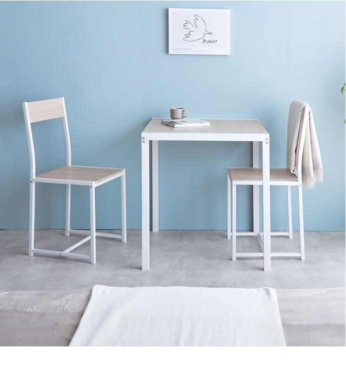 g154002]【3点セット】 Cary 幅70cmテーブル+チェア2脚 ダイニング