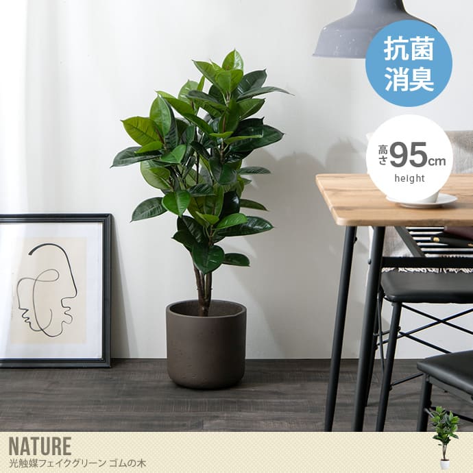 【高さ95cm】Nature 光触媒人工観葉植物 ゴムの木